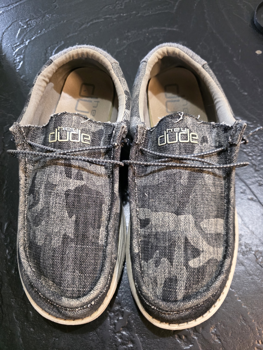 Hey Dude Men’s Wally Camo Slip-On Shoe in Charcoal Gray